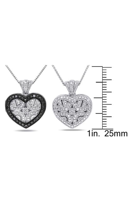 Delmar Set Of 2 Sterling Silver Pavé Diamond Heart Necklaces In White