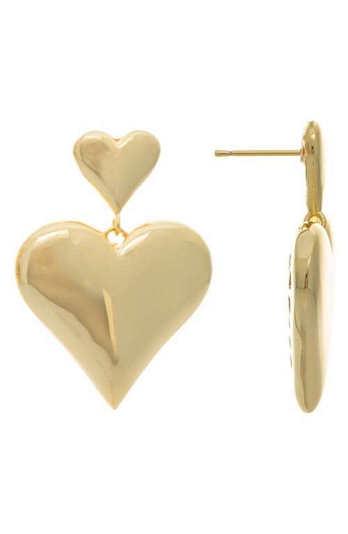 Shop Rivka Friedman Chunky Double Heart Drop Earrings In 18k Gold Clad