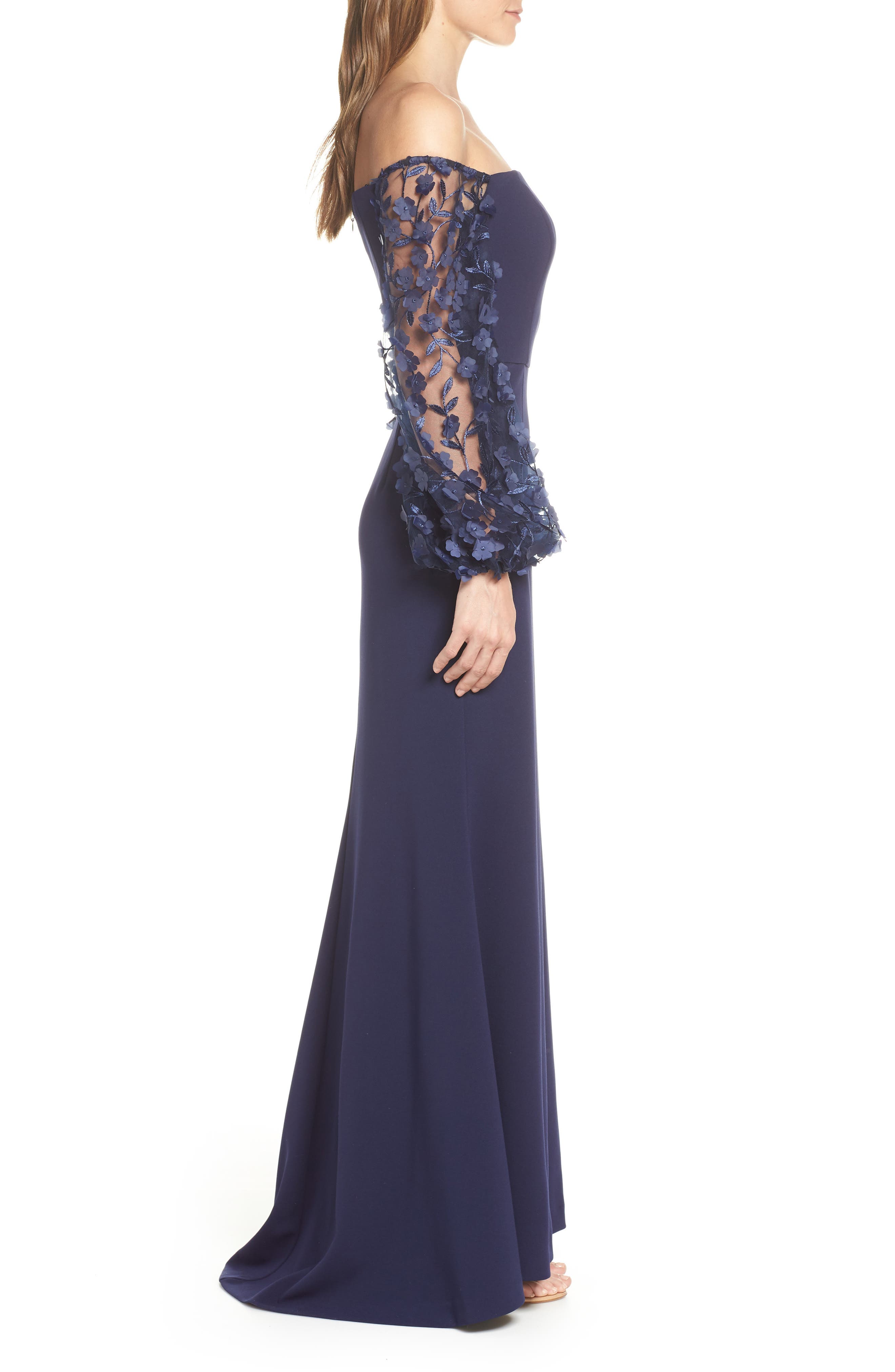 eliza j scuba crepe gown