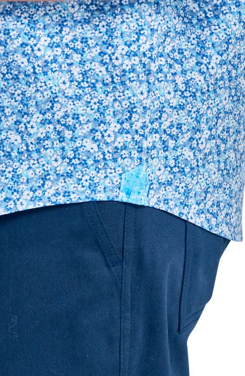 Brooklyn Brigade Micro Floral Recycled 4-way Stretch Performance Short Sleeve Shirt In Blue