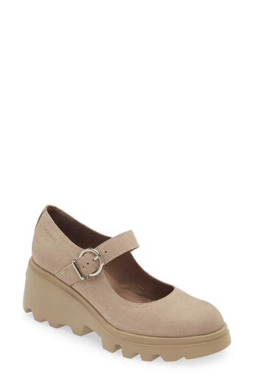 Shop Wonders Wedge Mary Jane In Taupe Nubuck