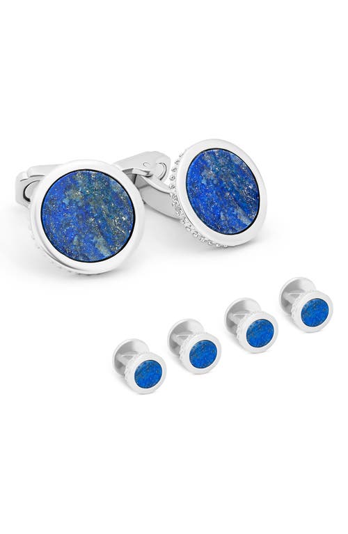 Thompson Of London Lapis Cuff Links & Studs Set In Blue