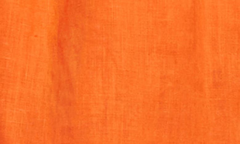 Shop Karen Kane Tie Cuff Square Neck Linen Top In Orange
