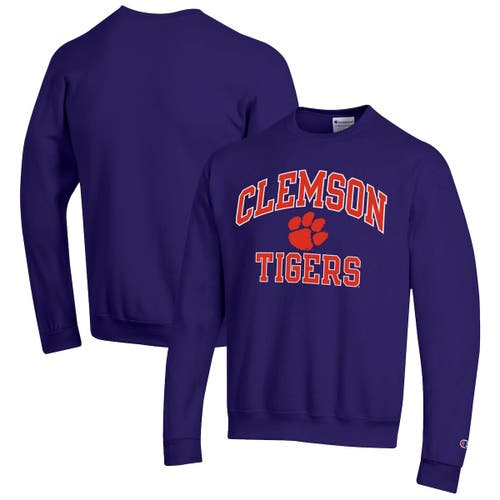 Men's Champion Purple Clemson Tigers High Motor Pullover Sweatshirt
