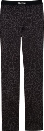 DressCulture Cheetah Print Silk Satin Pajama Pants Men's Long Lounge Pants L / Burgundy