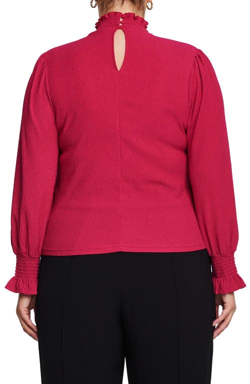 Shop Estelle Zinnia Shirred Long Sleeve Top In Fuchsia