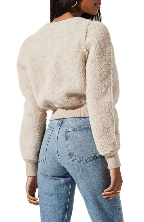 Astr The Label Stacy Faux Shearling Crop Jacket In Ivory