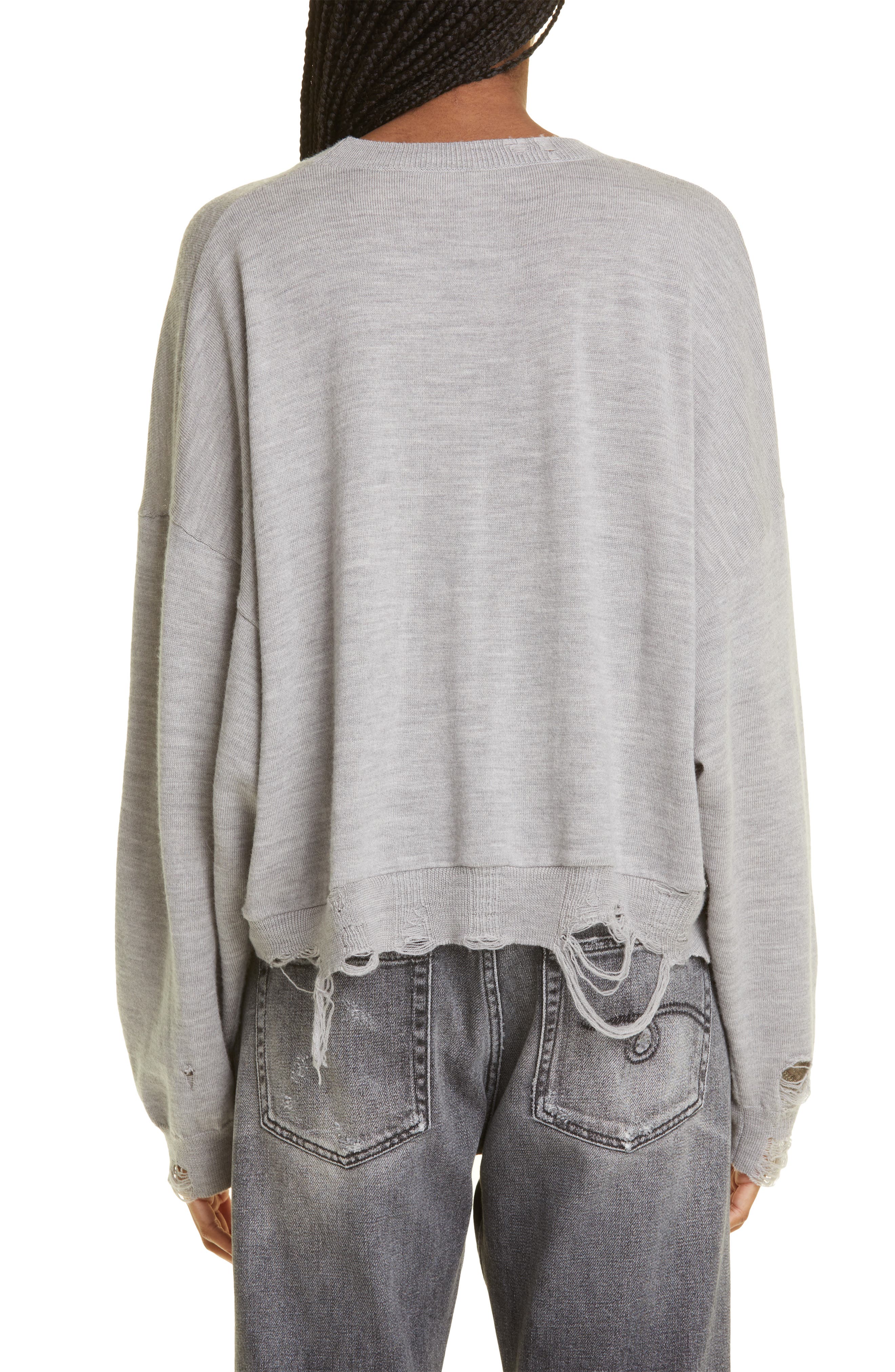 R13 Distressed Oversize Crop Sweater Nordstrom