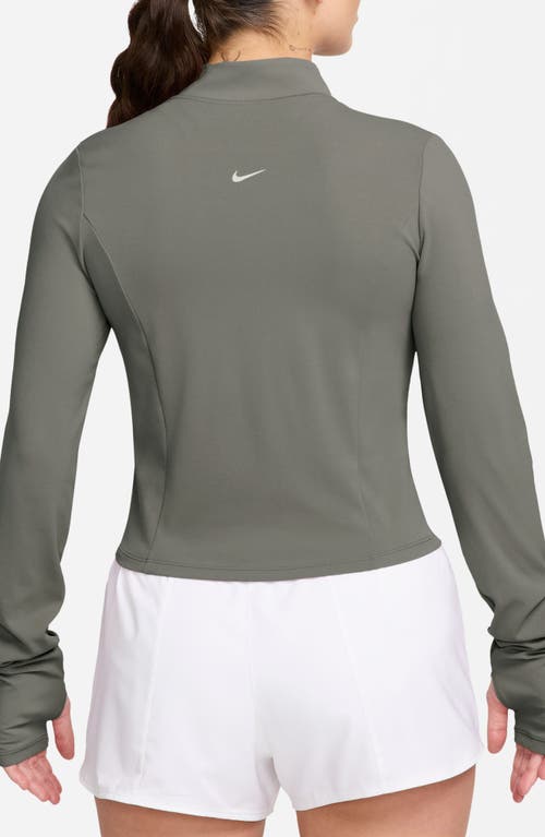 Nike Zenvy Dri-fit Long-sleeve Full Zip Top In Light Army/white