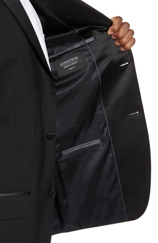 Shop Nordstrom Shop Trim Fit Stretch Wool Tuxedo Jacket In Black