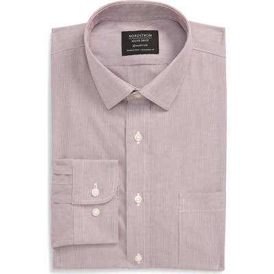 Nordstrom Shop Smartcare(TM) Trim Fit Stripe Dress Shirt - Burgundy