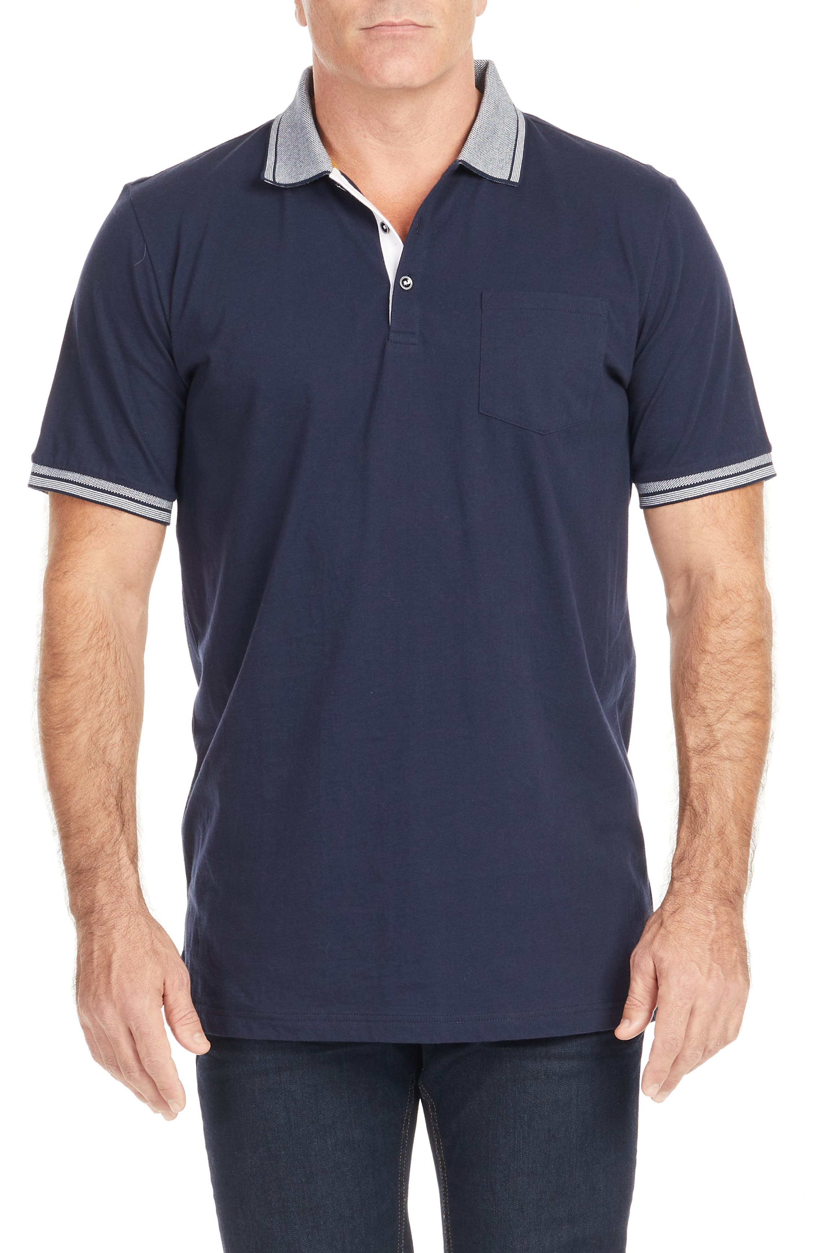 Johnny Bigg Pedro Tipped Polo Shirt in Navy at Nordstrom