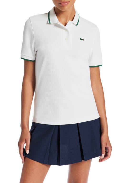 Lacoste Tipped Piqué Polo In 3b7 Blanc/roquette