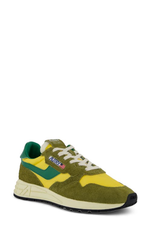 Autry Low Top Sneakers In Brushed Calf Suede In Hair/nylon Moss/amazon