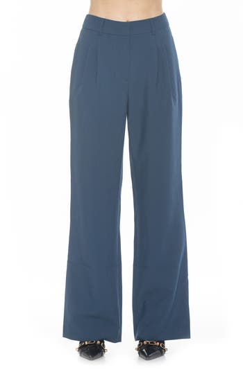 Alexia Admor Ellie Pleated Wide Leg Pants In Navy