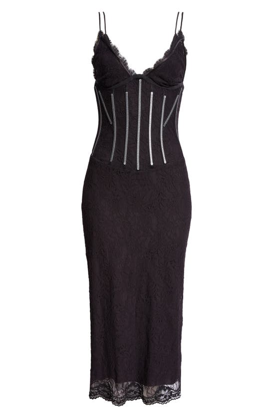 Shop Dolce & Gabbana Lace Corset Dress In Nero