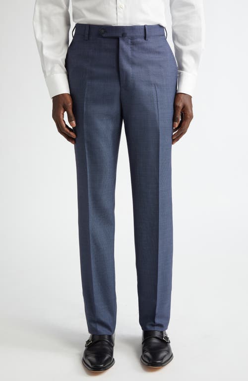 ISAIA Sanita Textured Wool Suit in Medium Blue 