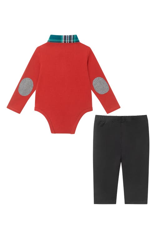 Shop Andy & Evan Button-up Bodysuit & Pants Set In Black Red