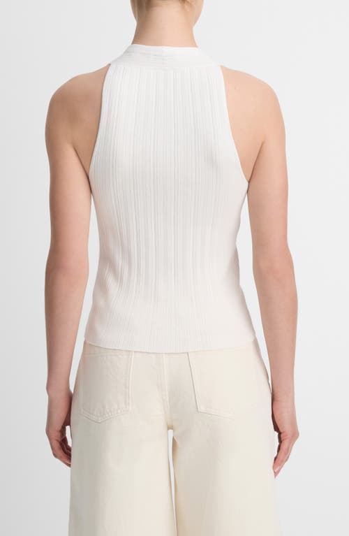 Shop Vince Rib Button-up Cotton Sweater Vest In Off White