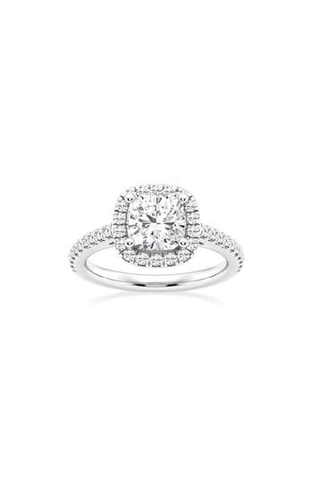 Badgley Mischka Collection Cushion Cut Lab Created Diamond Halo Ring In Platinum