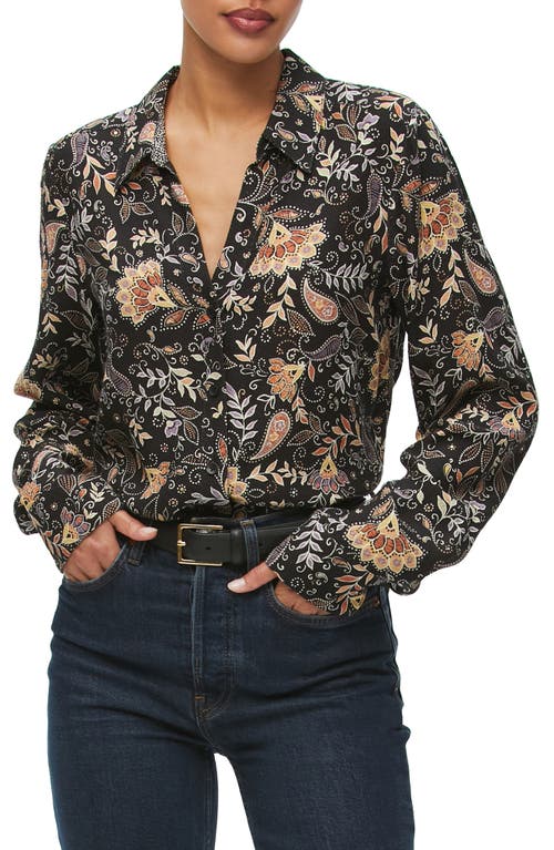 Cam Print Button-Up Shirt in Black Combo