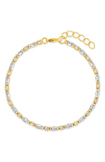 Sterling Forever Georgia Cubic Zirconia Tennis Bracelet In Gold