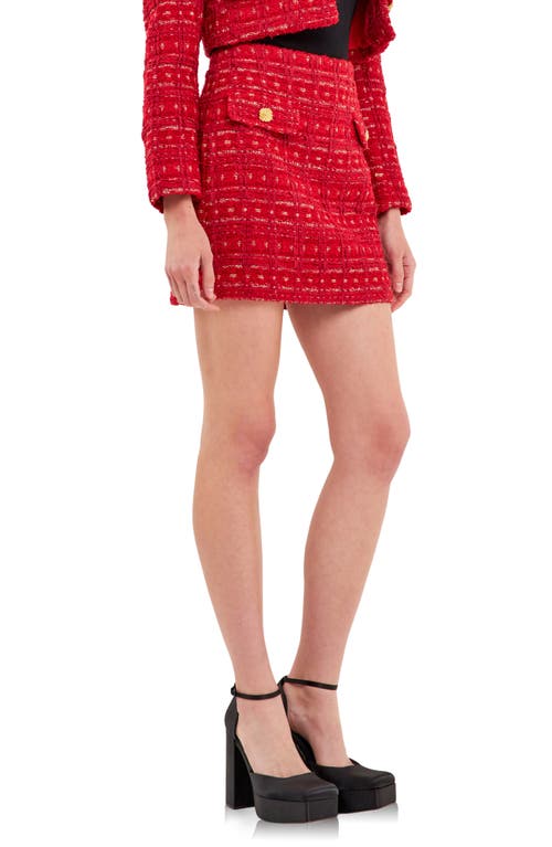 Shop Endless Rose Premium Tweed Miniskirt In Red