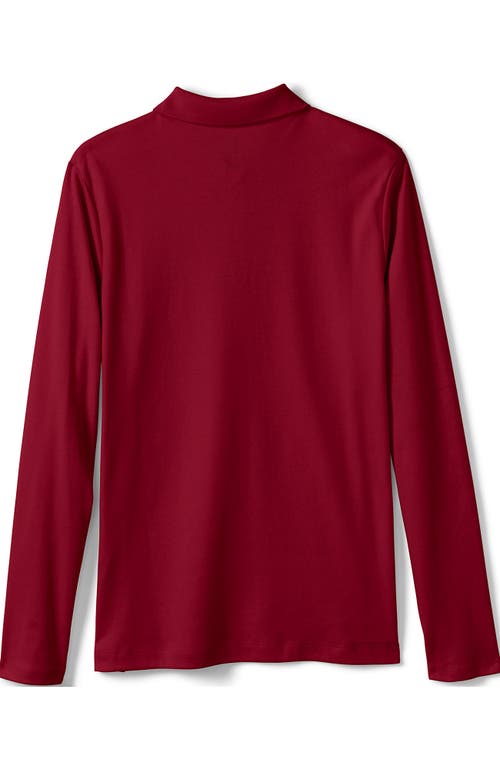 Shop Lands' End School Uniform Girls Long Sleeve Feminine Fit Interlock Polo Shirt In Red