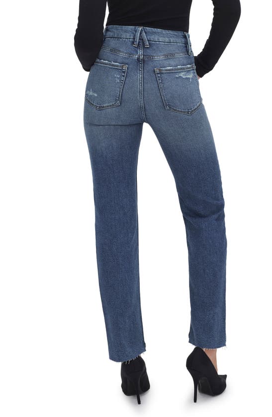 Shop Good American Good Boy Step Hem High Waist Ankle Straight Leg Jeans In Indigo604