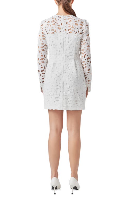 Shop Endless Rose Floral Lace Long Sleeve Minidress In White