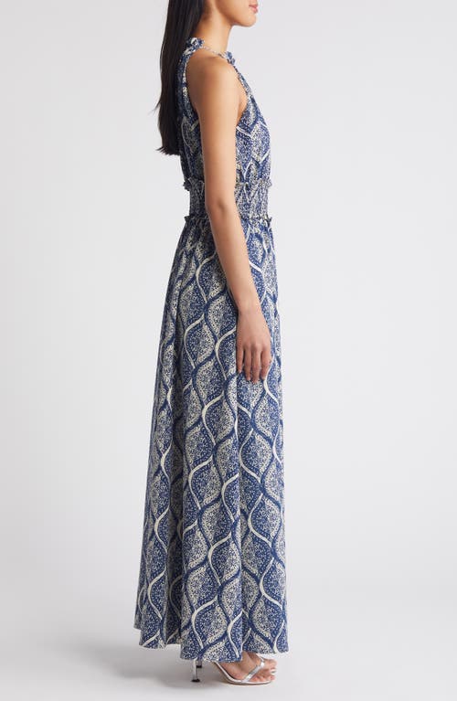 Shop Chelsea28 Print Maxi Sundress In Blue- Ivory