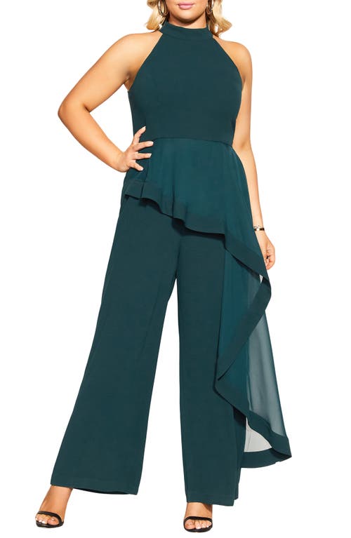 City Chic Sleeveless Jumpsuit in Emerald