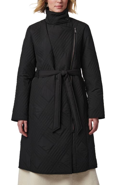 Shop Bernardo Crisscross Quilted Belted Coat In Black