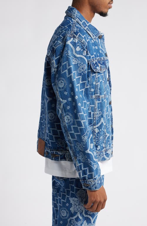 Shop Icecream Blue Dreams Floral Jacquard Denim Trucker Jacket In Dodger