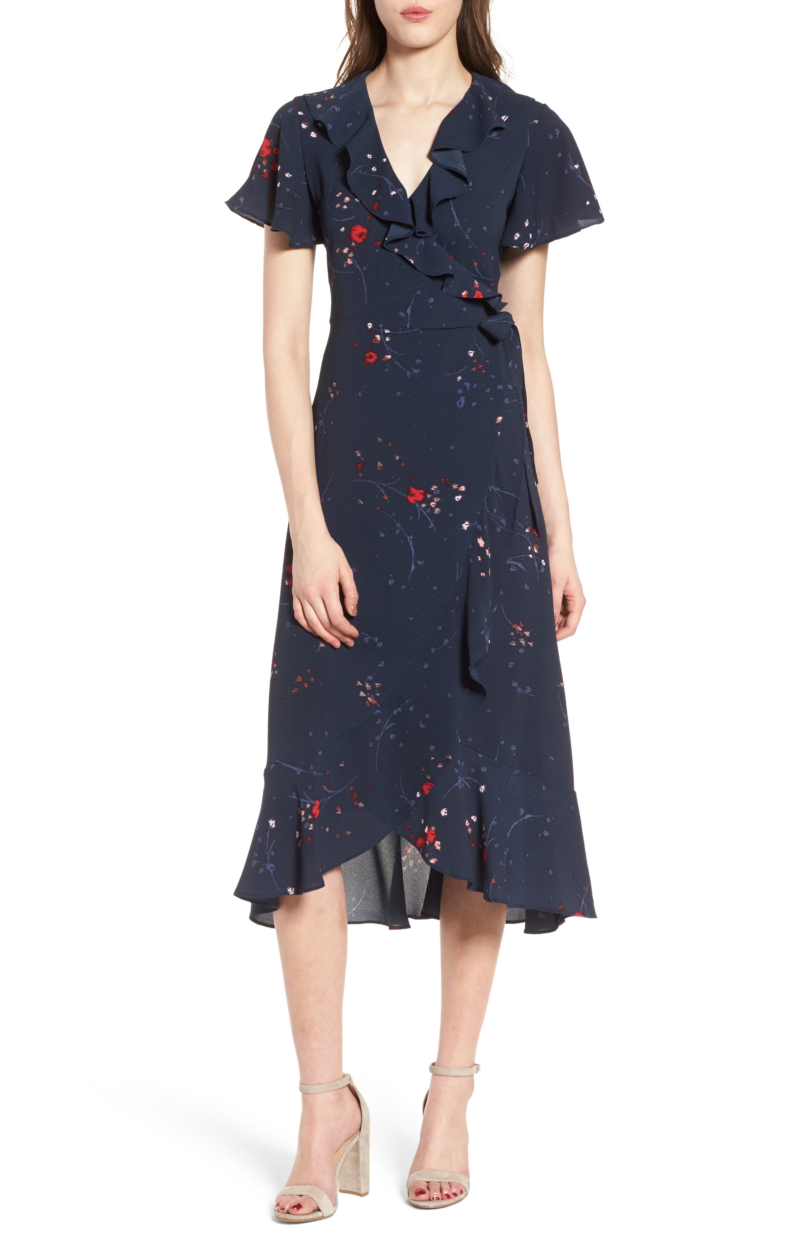 chelsea28 ruffle wrap dress