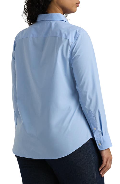 Shop Lauren Ralph Lauren No-iron Stretch Cotton Shirt In Blue