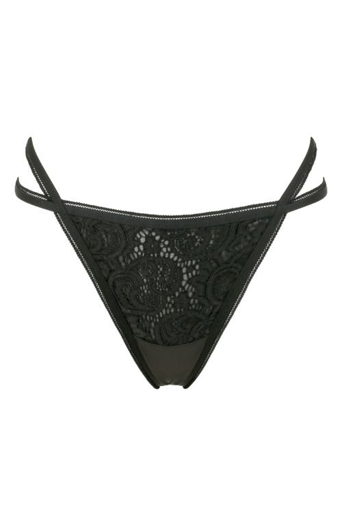 Shop Love, Vera Satin Lace G-string In Black