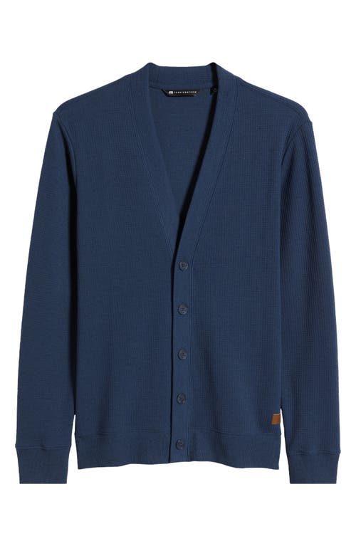 Shop Travismathew Pristine Shore Waffle Cardigan In Mood Indigo