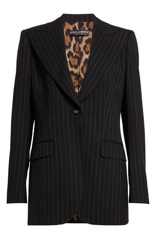 Shop Dolce & Gabbana Dolce&gabbana Pinstripe Stretch Virgin Wool Jacket In Black