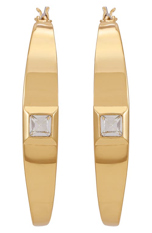 Vince Camuto Bezel Set Crystal Hoop Earrings In Goldtone4