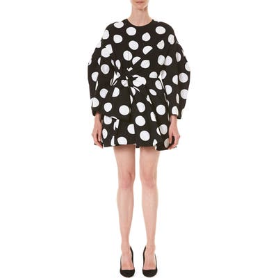 Carolina Herrera Polka Dot Long Sleeve Minidress, Black