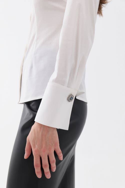 Shop Nocturne Shirt With Stone Button Design In White