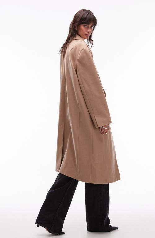 Shop Topshop Oversize Double Breasted Coat In Camel