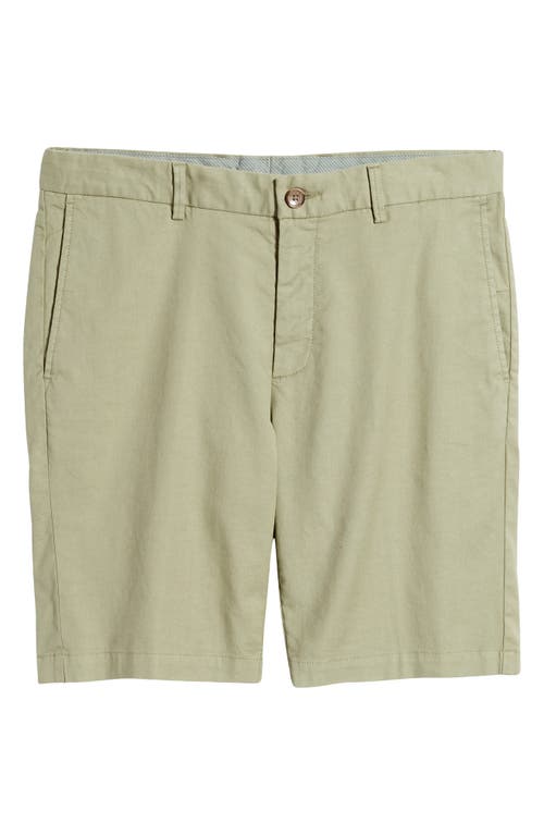 Shop Scott Barber Flat Front Stretch Linen & Cotton Shorts In Sage