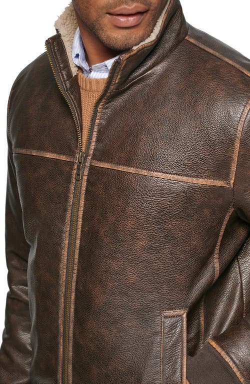Tommy Hilfiger Faux Leather Bomber Jacket In Brown
