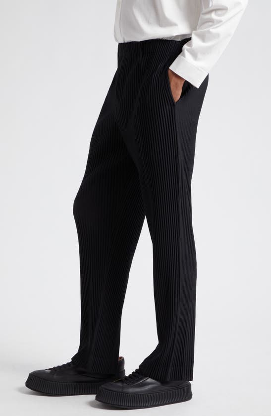 Issey Miyake Pleated Design Pants With Straight Tapered Leg Silhouette In Black