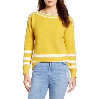 Caslon Thermal Stitch Boat Neck Sweater, Yellow