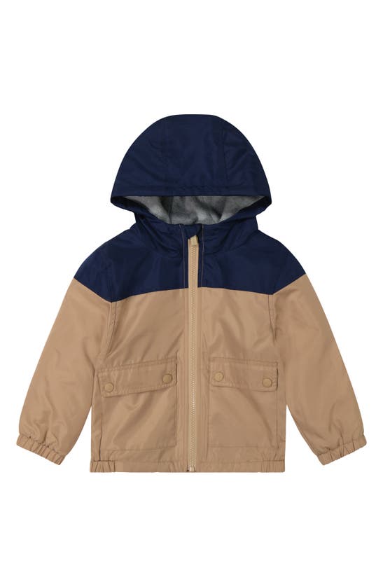 Oshkosh B'gosh Kids' Colorblock Zip Hoodie Jacket In Khaki