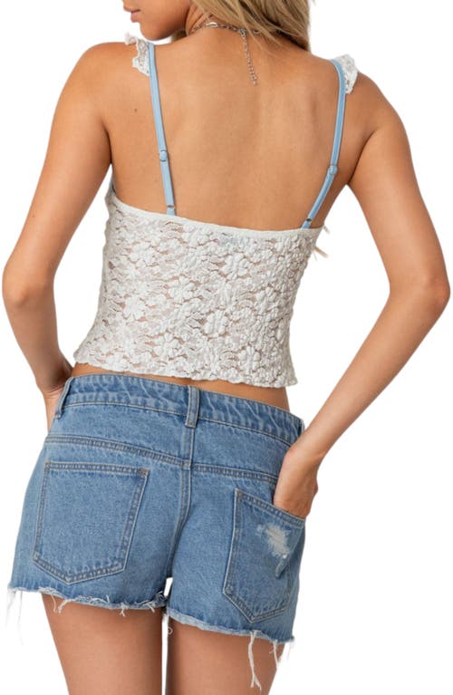 Edikted Lace Ruffle Crop Camisole In White