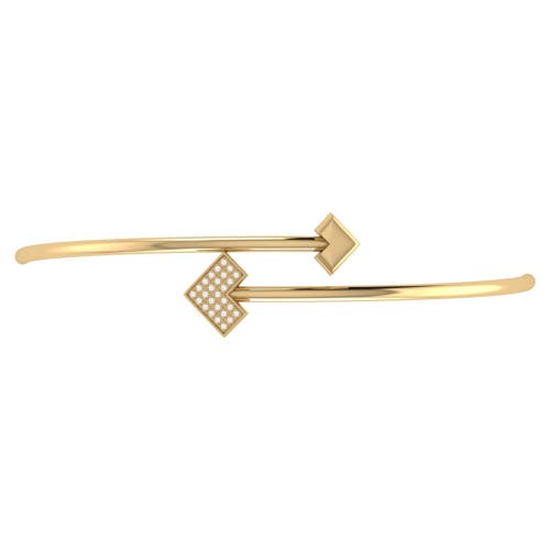 Luvmyjewelry One Way Arrow Sterling Silver Diamond Bangle In 14kt Gold Vermeil On Sterling